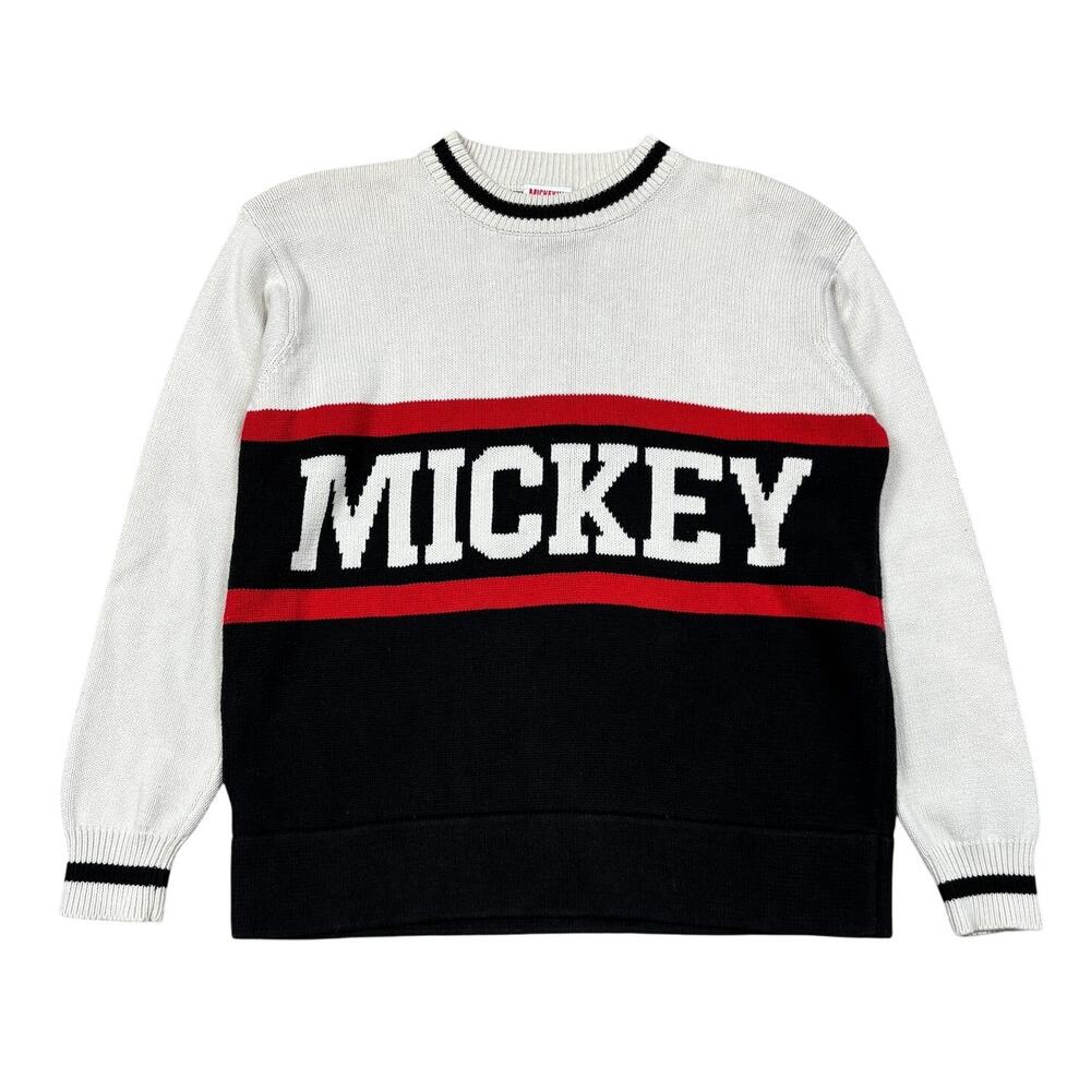 Vintage Mickey Mouse Knit College Sweater Men's Small Preppy